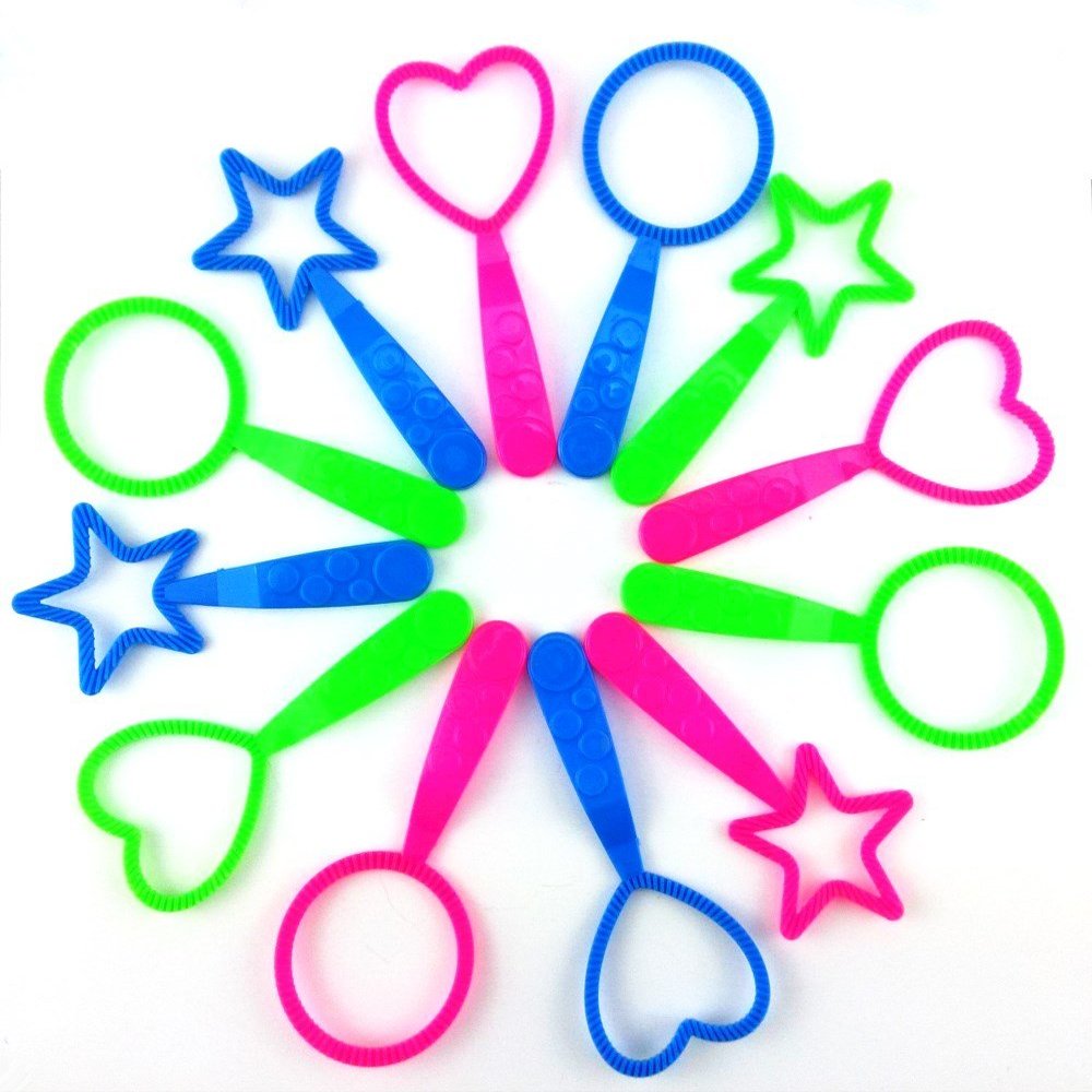 Honbay 12pcs Mix Color Circle Star Heart Shape Bubble Wands