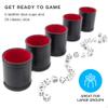 Brybelly Dice Set with Dice Shaker Cup - Perfect for Casino Dice Game for Family Leather - Poker Dice Shaker - 5 Red Lined Dice Cups and 25 Dice Sets view 2