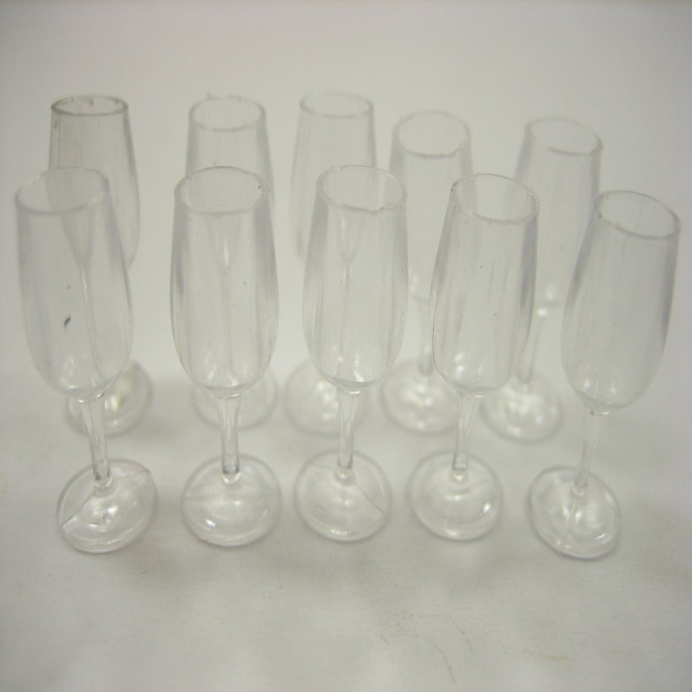 10 Acrylic Wine Glass Dollhouse Miniature Accessories Beverage Supply A000 12485
