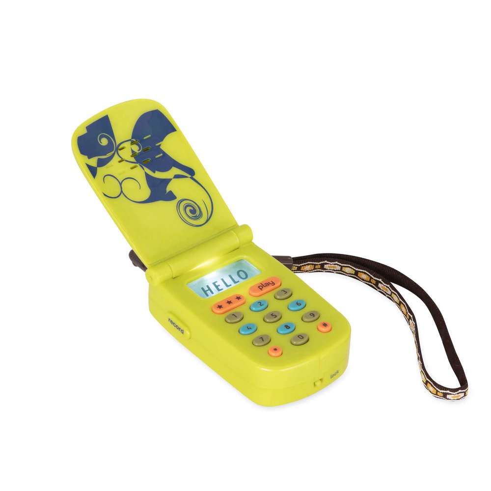 B. toys Hellophone Lime Interactive Pretend Toy Cellphone for Kids with Lights, Sounds, Tunes, Message Recording Function Fun-Filled Educational Entertainment 10+ Months