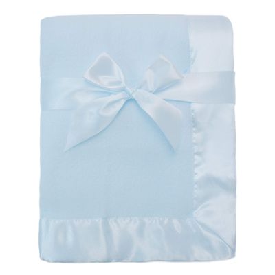American Baby Company Fleece Blanket (30" x 40") with Silk-Like Satin Trim, Soft, Warm & Cozy, Blue, for Boys and Girls, Perfect for Baby Carrier, Stroller, Travel and Gifting