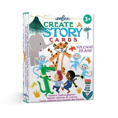 eeBoo: Volcano Island Create a Story Pre-Literacy Cards, 36 Cards with Colorful Characters, Encourages Imagination, for Ages 3 and up