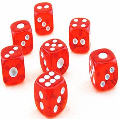 10pcs Red Transparent Clear Plastic 6 Sided Dice Games Dices