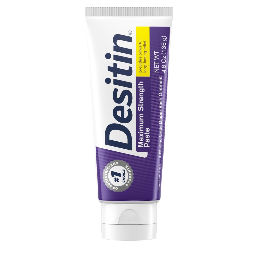 Desitin Maximum Strength Baby Diaper Rash Cream, 40% Zinc Oxide, Hypoallergenic No Added Parabens & Dyes, Protects & Relieves Babys Skin for Up to 12 Hours, Prevents Diaper Rash, 4.8 oz Tube