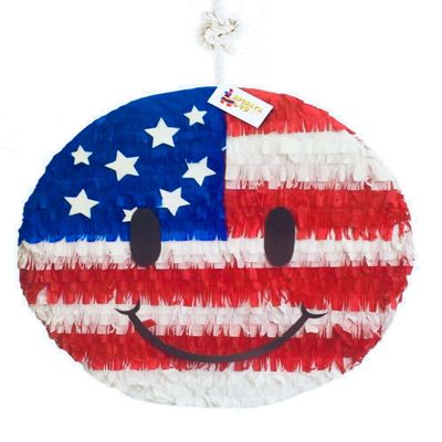 16" American Emoticon Pinata Happy 4th Pinata Patriotic Fourth of July