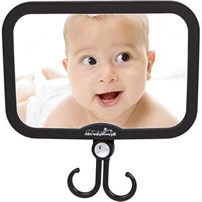Baby Car Mirror - for Boys and Girls - with Accessories Hook! Back Seat View of Infant or Newborn in Rear-Facing Child Car Seat! Perfect Shower or Baby Registry
