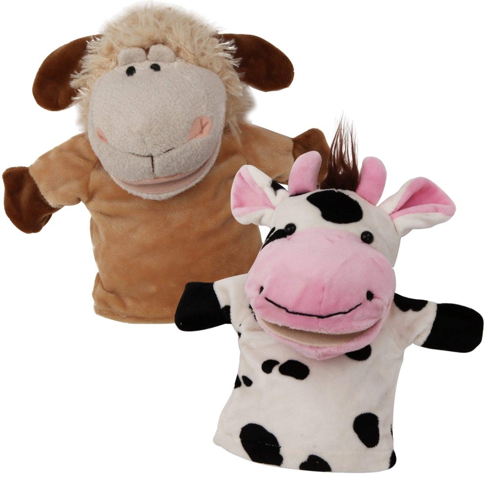 Animal Hand Puppets Set for Kids & Adults - 12.5" Premium Quality Soft Plush Toys with Movable Mouths - Perfect for Storytelling, Teaching, Preschool, Role-Play - Durable, Vibrant, Educational Puppets